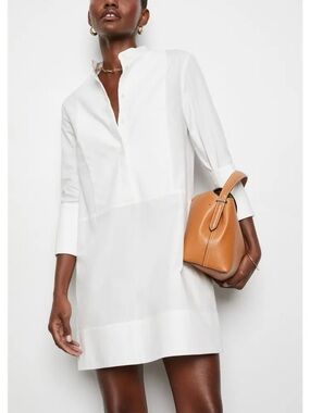 GOOP G. LABEL GWYN White Poplin Shirt Dress - Classic Minimal Style